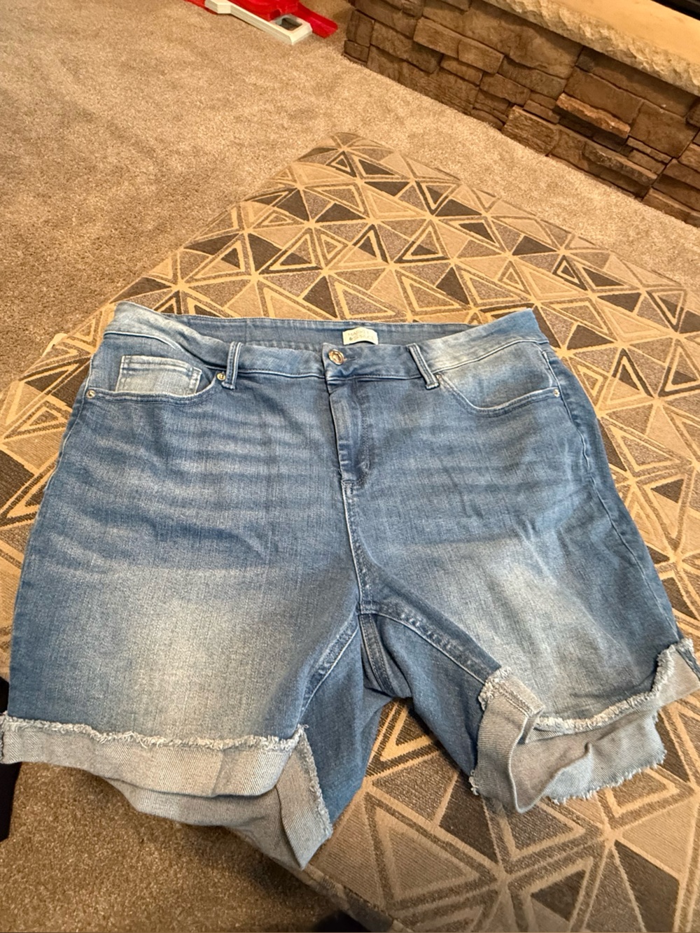 Market & Spruce Faded Light Blue Denim Roll-Cuff Shorts